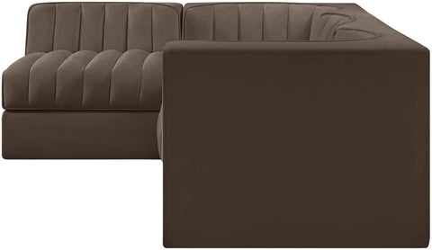 Talia Brown Velvet Performance Fabric Upholstered Sectional, 4-Piece (Style 2)