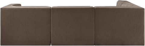 Talia Brown Velvet Performance Fabric Upholstered Sectional, 4-Piece (Style 2)