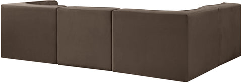 Talia Brown Velvet Performance Fabric Upholstered Sectional, 4-Piece (Style 2)