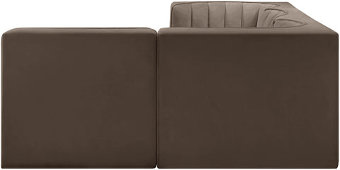 Talia Brown Velvet Performance Fabric Upholstered Sectional, 4-Piece (Style 2)