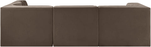 Talia Brown Velvet Performance Fabric Upholstered Sectional, 4-Piece (Style 2)