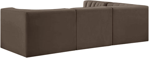 Talia Brown Velvet Performance Fabric Upholstered Sectional, 4-Piece (Style 2)
