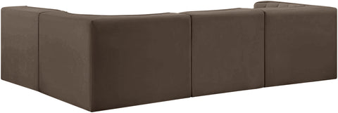 Talia Brown Velvet Performance Fabric Upholstered Sectional, 4-Piece (Style 2)