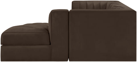 Talia Brown Velvet Performance Fabric Upholstered Sectional, 4-Piece (Style 3)