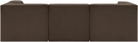 Talia Brown Velvet Performance Fabric Upholstered Sectional, 4-Piece (Style 3)