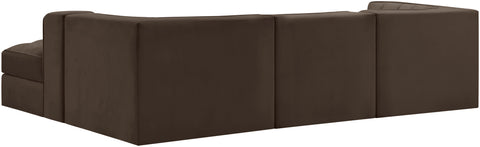 Talia Brown Velvet Performance Fabric Upholstered Sectional, 4-Piece (Style 3)