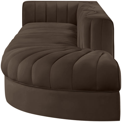 Talia Brown Velvet Performance Fabric Upholstered Sectional, 4-Piece (Style 4)