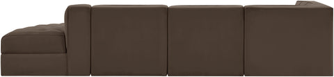 Talia Brown Velvet Performance Fabric Upholstered Sectional, 4-Piece (Style 4)