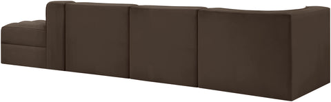 Talia Brown Velvet Performance Fabric Upholstered Sectional, 4-Piece (Style 4)