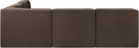 Talia Brown Velvet Performance Fabric Upholstered Sectional, 5-Piece