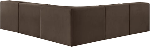 Talia Brown Velvet Performance Fabric Upholstered Sectional, 5-Piece