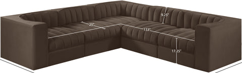 Talia Brown Velvet Performance Fabric Upholstered Sectional, 5-Piece (Style 2)