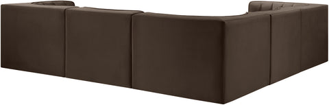 Talia Brown Velvet Performance Fabric Upholstered Sectional, 5-Piece (Style 2)