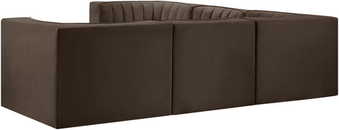 Talia Brown Velvet Performance Fabric Upholstered Sectional, 5-Piece (Style 2)