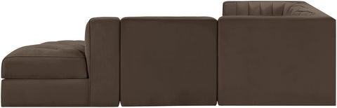 Talia Brown Velvet Performance Fabric Upholstered Sectional, 5-Piece (Style 3)