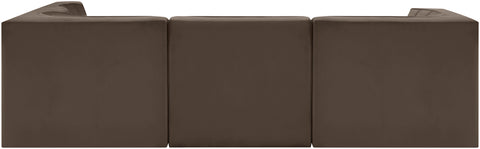 Talia Brown Velvet Performance Fabric Upholstered Sectional, 5-Piece (Style 3)