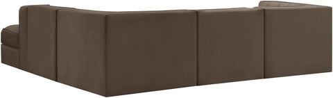 Talia Brown Velvet Performance Fabric Upholstered Sectional, 5-Piece (Style 3)