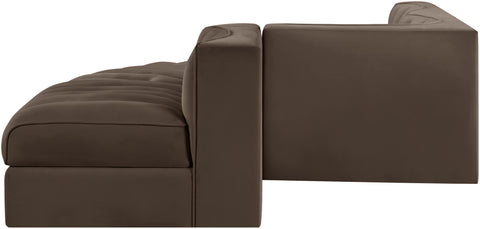 Talia Brown Velvet Performance Fabric Upholstered Sectional, 5-Piece (Style 4)