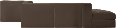 Talia Brown Velvet Performance Fabric Upholstered Sectional, 5-Piece (Style 4)