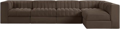 Talia Brown Velvet Performance Fabric Upholstered Sectional, 5-Piece (Style 5)