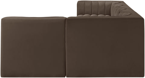 Talia Brown Velvet Performance Fabric Upholstered Sectional, 5-Piece (Style 5)