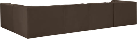 Talia Brown Velvet Performance Fabric Upholstered Sectional, 5-Piece (Style 5)