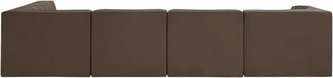 Talia Brown Velvet Performance Fabric Upholstered Sectional, 5-Piece (Style 5)