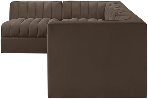 Talia Brown Velvet Performance Fabric Upholstered Sectional, 5-Piece (Style 5)