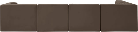 Talia Brown Velvet Performance Fabric Upholstered Sectional, 5-Piece (Style 5)