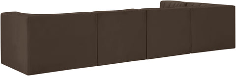 Talia Brown Velvet Performance Fabric Upholstered Sectional, 5-Piece (Style 5)