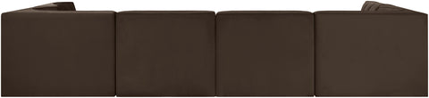 Talia Brown Velvet Performance Fabric Upholstered Sectional, 6-Piece