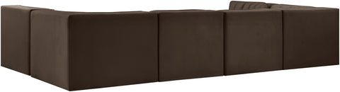 Talia Brown Velvet Performance Fabric Upholstered Sectional, 6-Piece