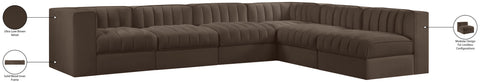 Talia Brown Velvet Performance Fabric Upholstered Sectional, 6-Piece (Style 2)