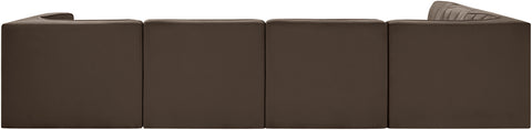 Talia Brown Velvet Performance Fabric Upholstered Sectional, 6-Piece (Style 2)
