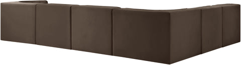 Talia Brown Velvet Performance Fabric Upholstered Sectional, 6-Piece (Style 2)