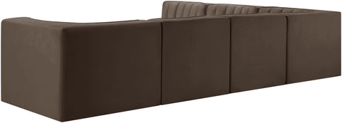 Talia Brown Velvet Performance Fabric Upholstered Sectional, 6-Piece (Style 2)