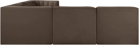 Talia Brown Velvet Performance Fabric Upholstered Sectional, 6-Piece (Style 2)
