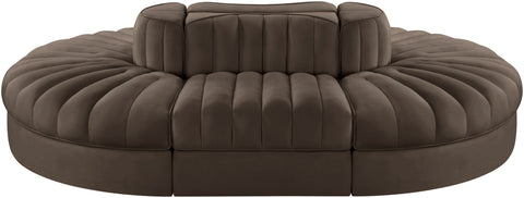 Talia Brown Velvet Performance Fabric Upholstered Sectional, 6-Piece (Style 3)