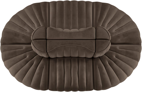 Talia Brown Velvet Performance Fabric Upholstered Sectional, 6-Piece (Style 3)