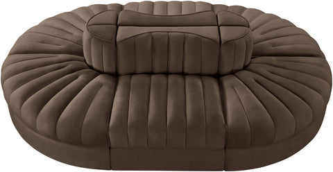Talia Brown Velvet Performance Fabric Upholstered Sectional, 6-Piece (Style 3)