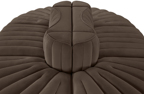Talia Brown Velvet Performance Fabric Upholstered Sectional, 6-Piece (Style 3)