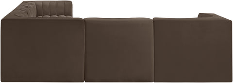 Talia Brown Velvet Performance Fabric Upholstered Sectional, 6-Piece (Style 4)