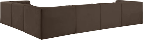 Talia Brown Velvet Performance Fabric Upholstered Sectional, 6-Piece (Style 4)