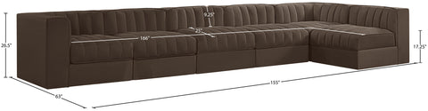 Talia Brown Velvet Performance Fabric Upholstered Sectional, 6-Piece (Style 5)