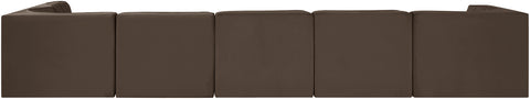 Talia Brown Velvet Performance Fabric Upholstered Sectional, 6-Piece (Style 5)