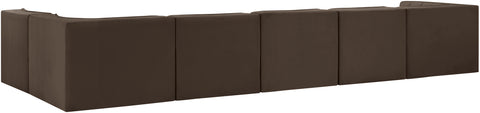 Talia Brown Velvet Performance Fabric Upholstered Sectional, 6-Piece (Style 5)