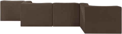 Talia Brown Velvet Performance Fabric Upholstered Sectional, 6-Piece (Style 6)