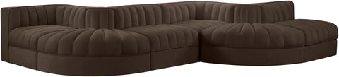 Talia Brown Velvet Performance Fabric Upholstered Sectional, 6-Piece (Style 6)