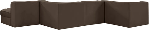 Talia Brown Velvet Performance Fabric Upholstered Sectional, 6-Piece (Style 6)