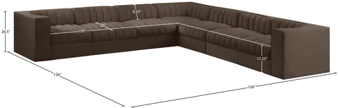 Talia Brown Velvet Performance Fabric Upholstered Sectional, 7-Piece